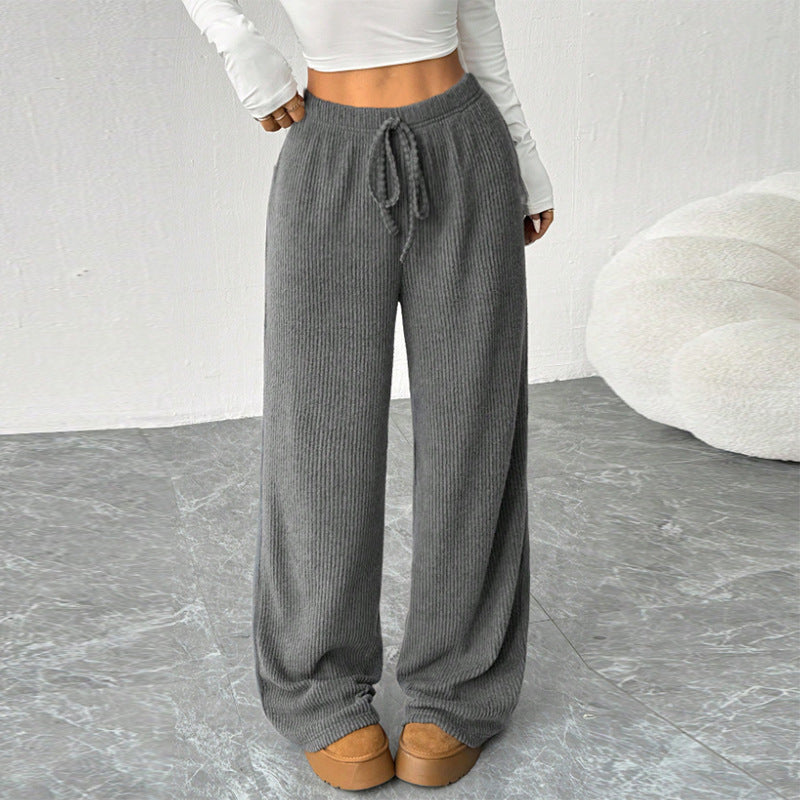 Loose-fitting Straight-leg Wide-leg Pants With A Tie Waist