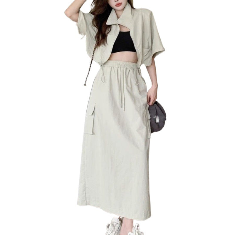 Stylish Relaxed-fit Two-piece Dress Set For Petite Women