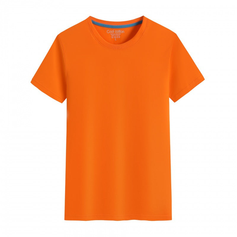 Herre- og dame-ensfarvet bomulds-T-shirt med rund hals til sommer