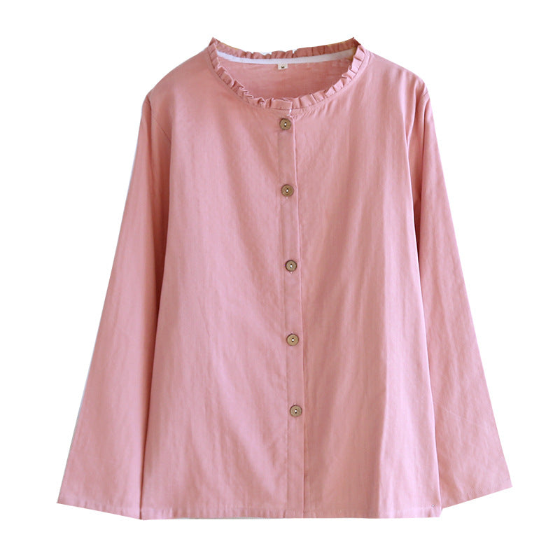 Lace-trimmed Mesh Top With Long Cotton-silk Sleeves For Loungewear