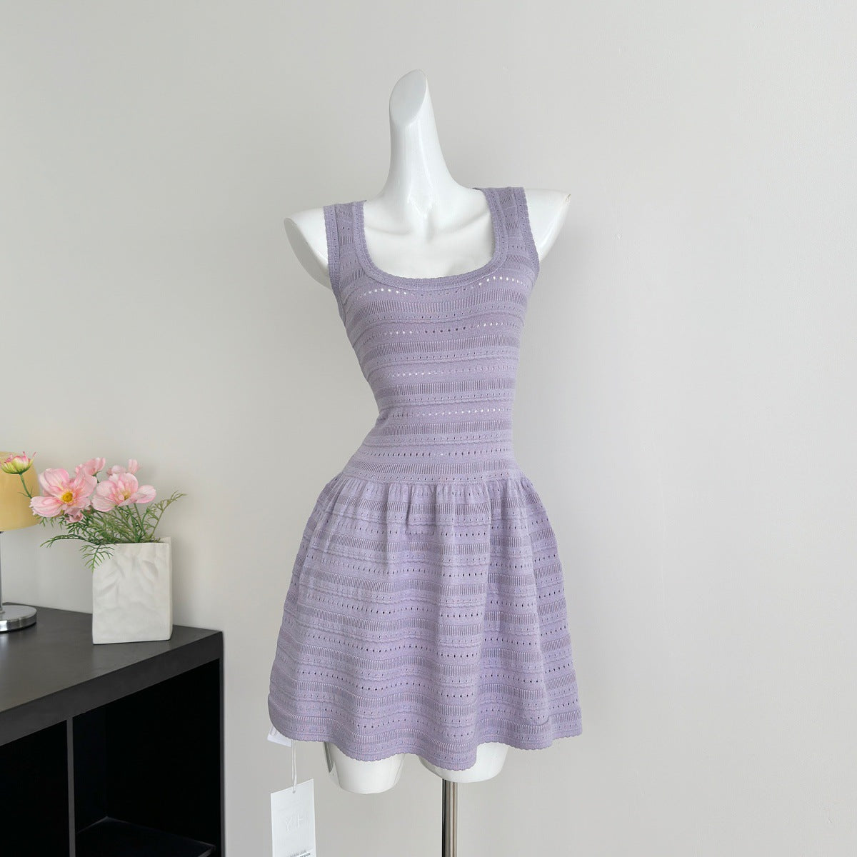 Lavender Purple Dress Womens Whitening Waist-Cinching Short Skirt