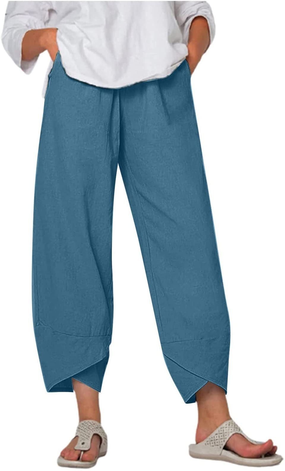 Solid Color Plus Size Women's Simple Loose Casual Cropped Pants