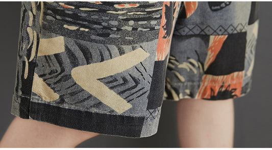 Summer Printed Denim Suspenders For Women