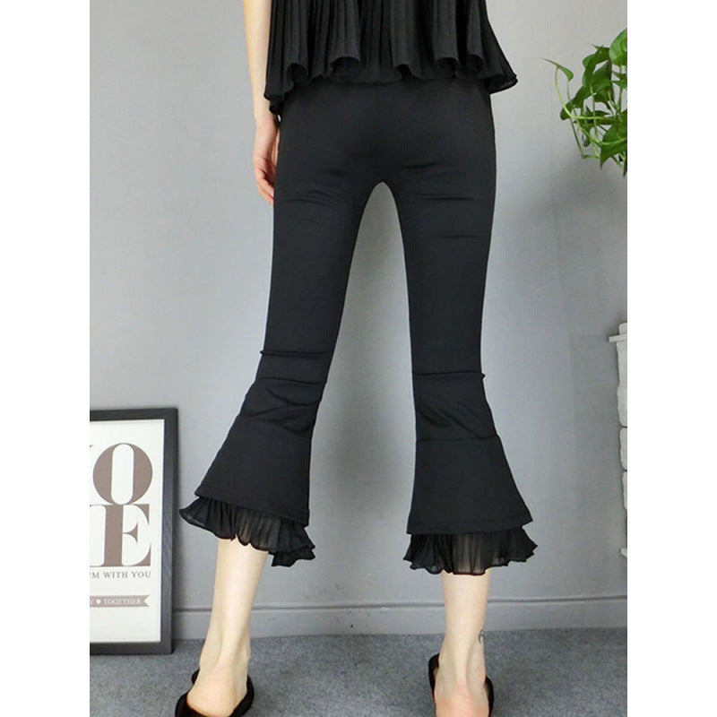 Spliced Mesh Cutout Versatile Casual Pants