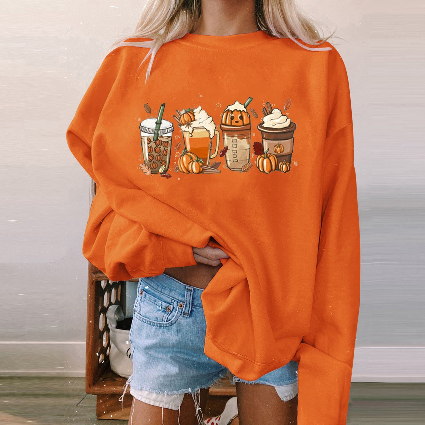 Kvinders Langærmet Afslappet Printet Polstret Sweatshirt til Halloween