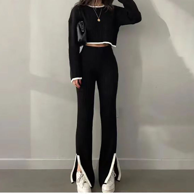 Knitted Top And Trousers Two-piece Set Sweater