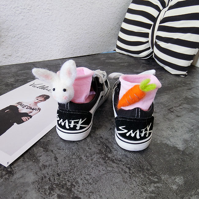 Personalized Rabbit Carrot Asymmetric Wool Felt Socks