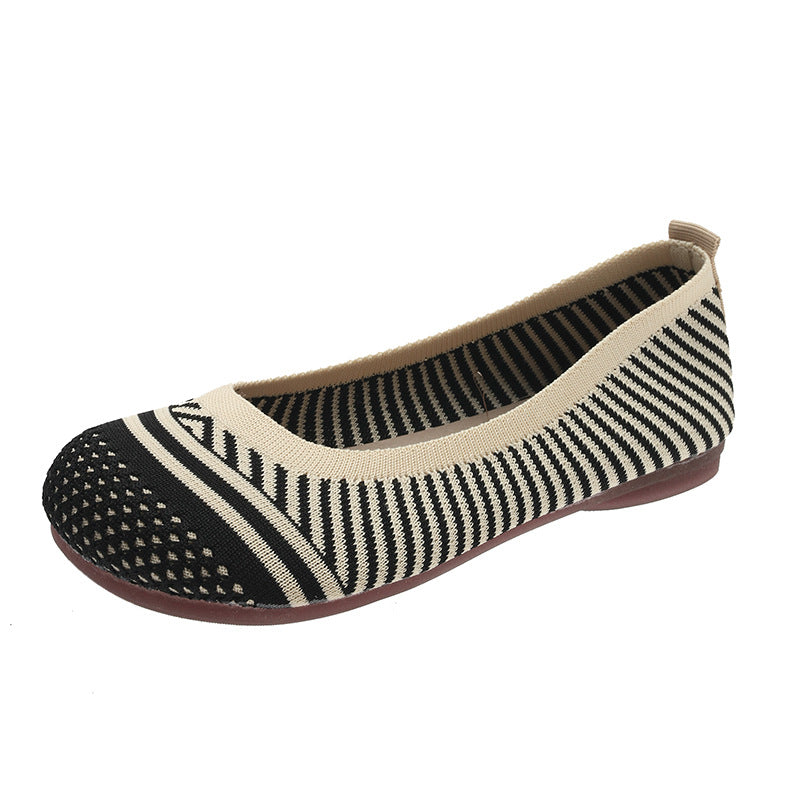 Soft Bottom Pumps Women's Knitted Woven Low-cut Flat Shoes