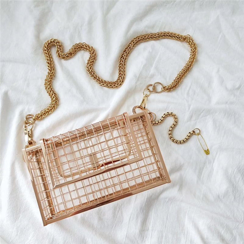 Iron frame bag metal chain crossbody bag