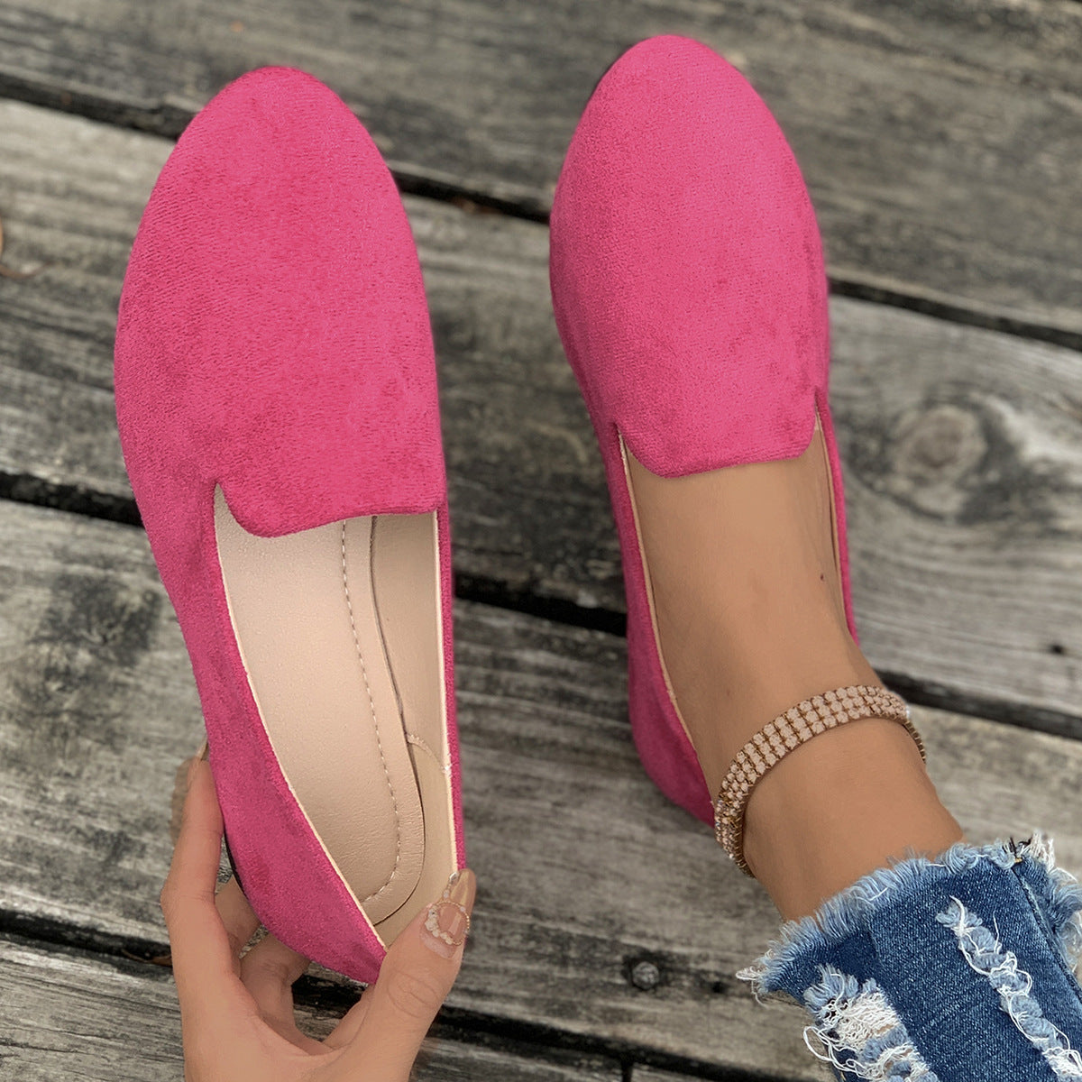 Women's Leisure Thin Shoes Low-cut Flat Round Head