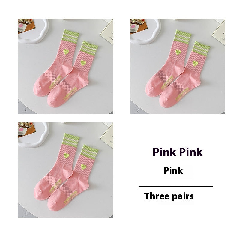 Women's Patchwork Striped Printed Mid Length Socks