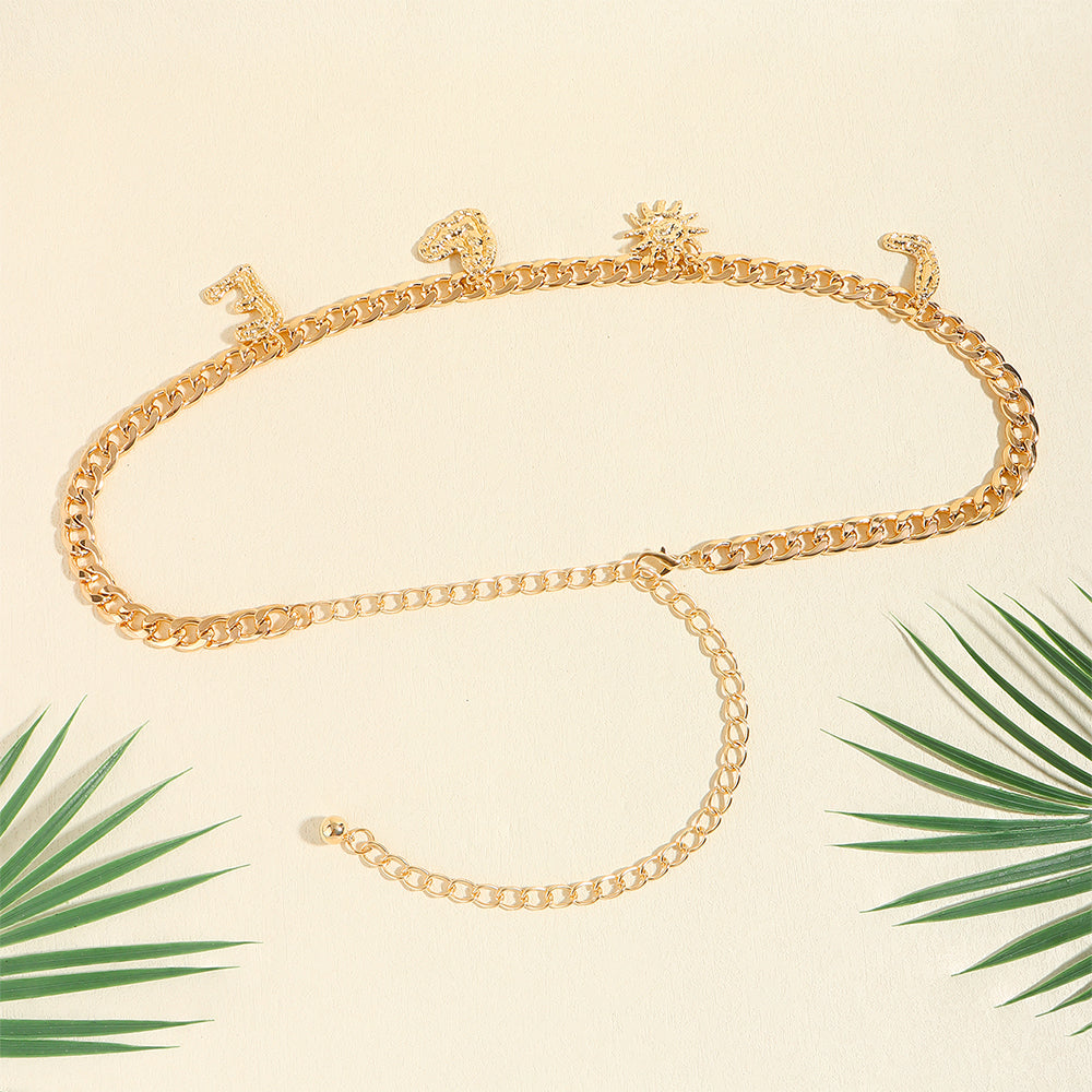 Metal Cutout Waist Chain Gold Love Letter Love Pendant Fashion Dress Chain Accessories