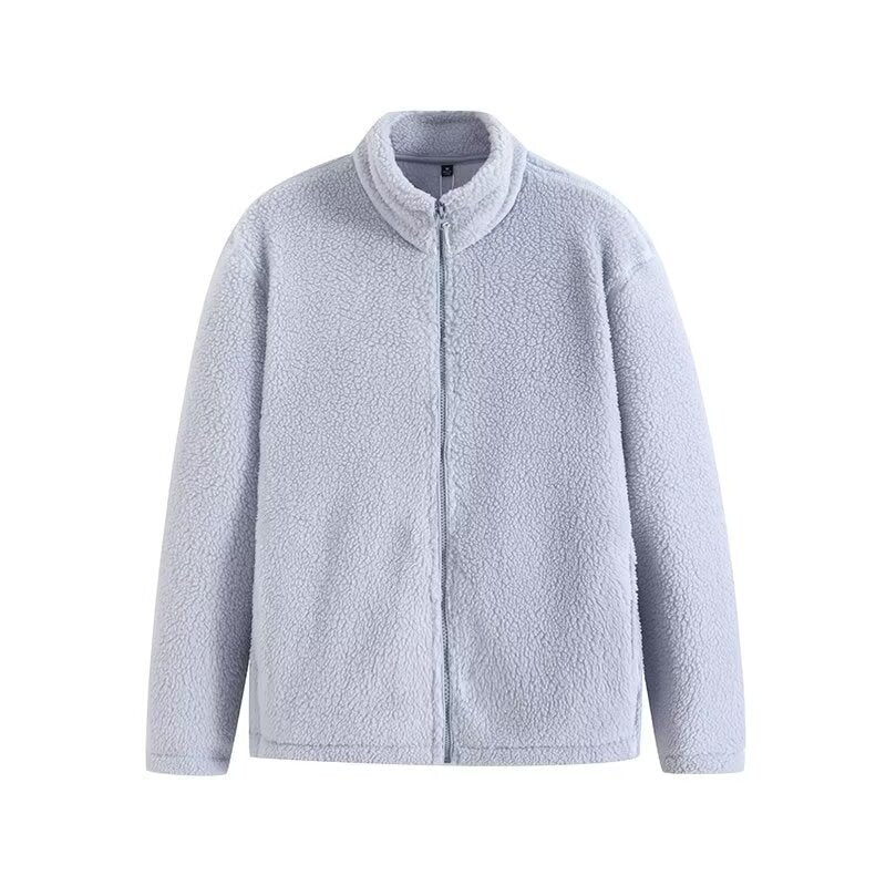 New Men's And Women's Polar Fleece Zipper Jacket Plus Velvet Padded Long Sleeve Coat