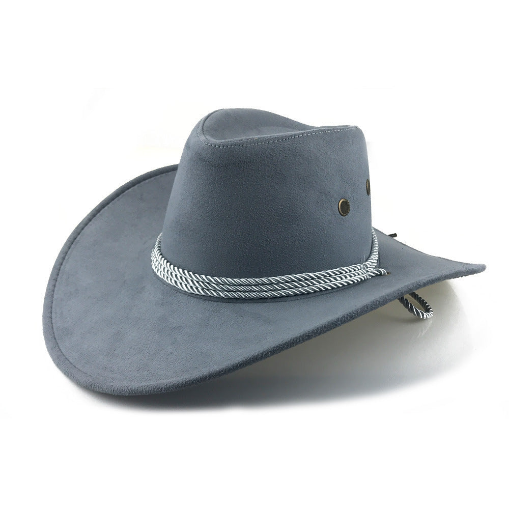 Western Denim Male Hat Double-sided Suede Sun Hat Female Horse Riding Hat
