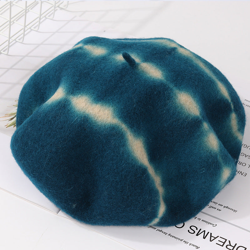 Hat New Tie-dyed Fine Wool Material Beret