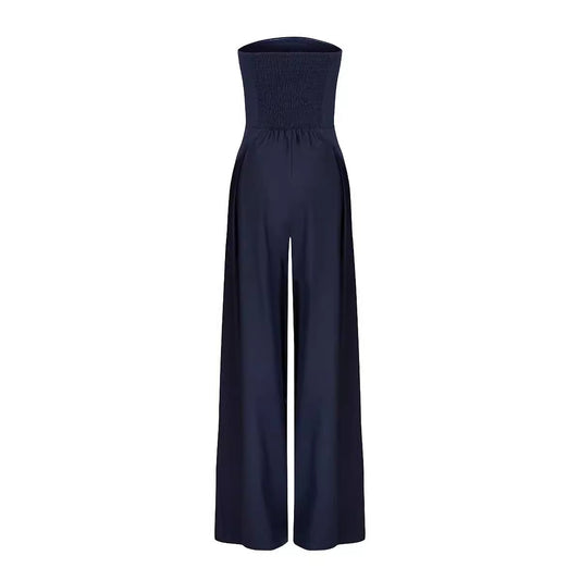 Casual Backless Slim Fit Smocking Temperament Jumpsuit