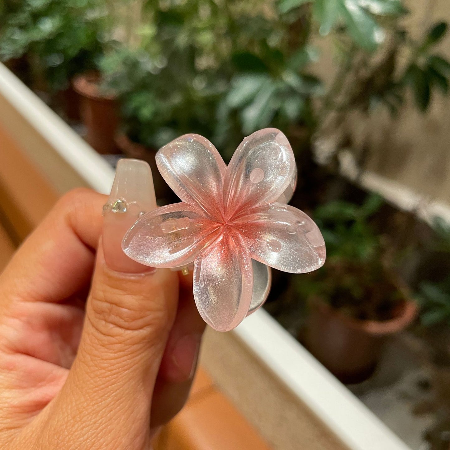 Plumeria Rubra Grip Flower Barrettes Female 4CM