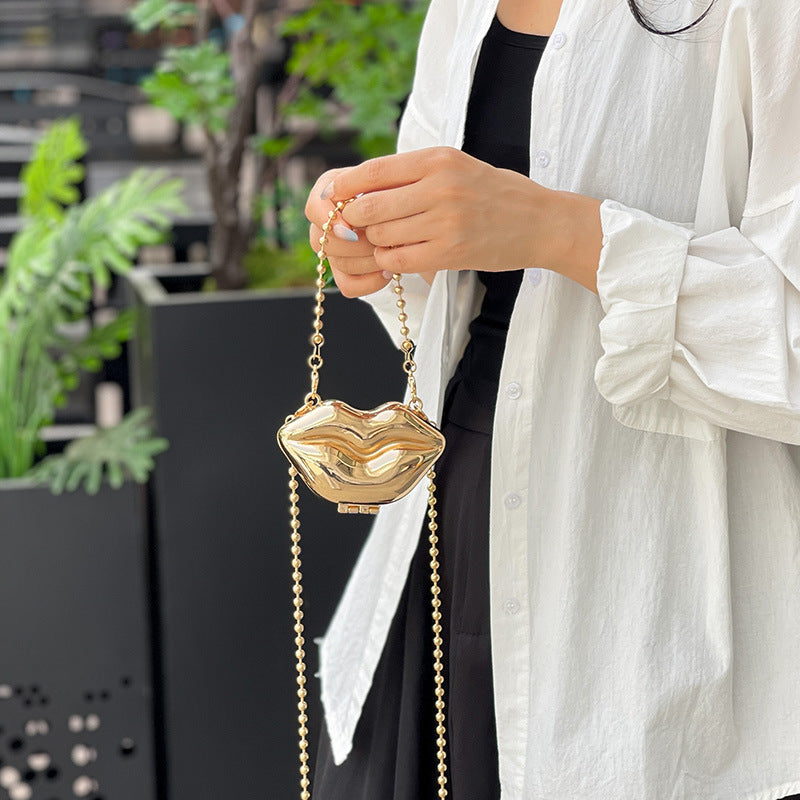 Personalized Lip Shape Shiny Shoulder Bag