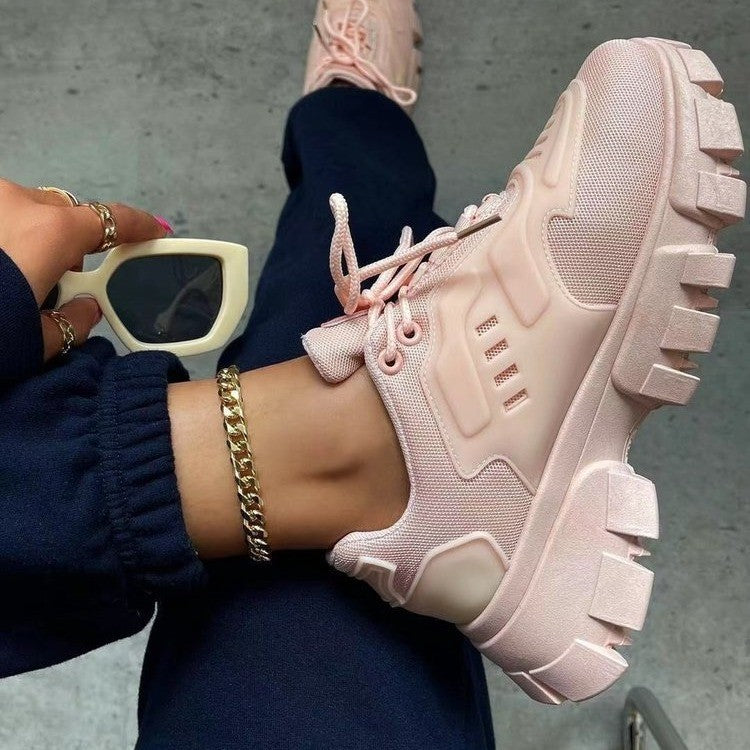 Solid Color Cross-lace Mesh Women's Shoes