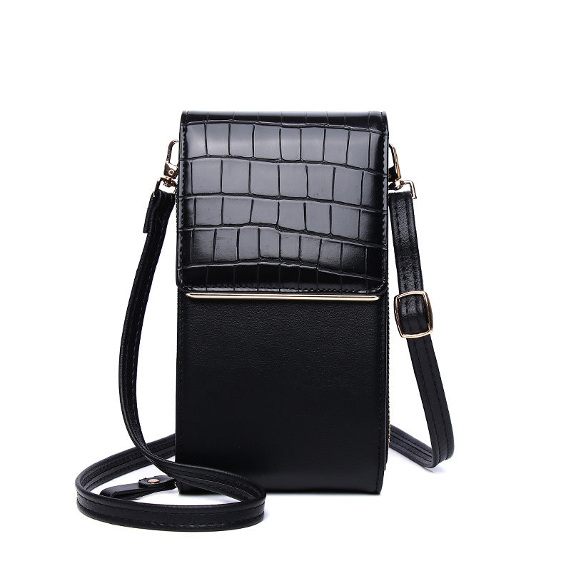 One-shoulder Oblique Cross-covered Mini Stone Grain Coin Purse
