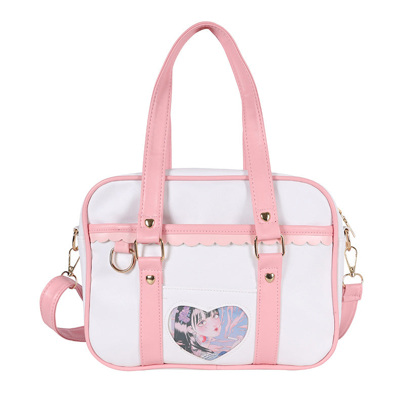 Japanese Animation Surrounding Cute Soft Sister Jk Uniform Portable Messenger Bag Funny Personality Transparent Card Student Bag