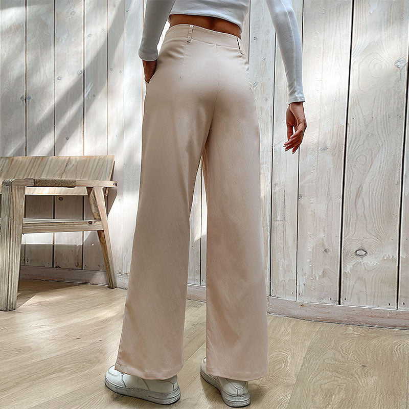 Women's Casual Slacks Splicing Straight-leg Pants