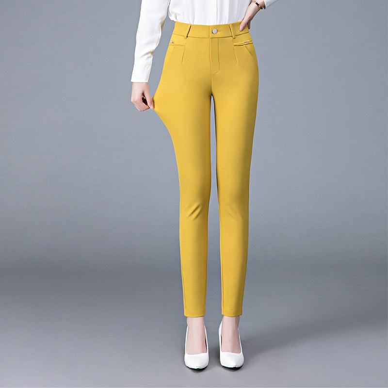 Women's Casual Trousers Korean Style Versatile High Waist Stretch Slimming Long Skinny Pants