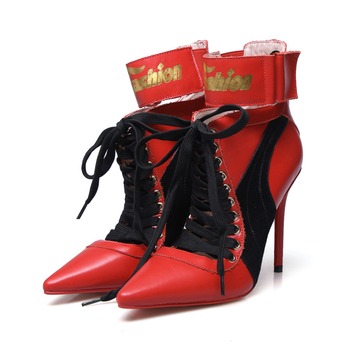 Lace-up pointed stiletto high heel women's boots