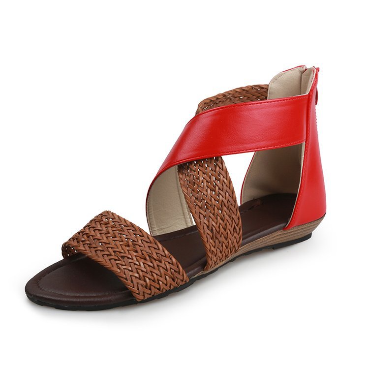 Cross straps Roman sandals colorblock
