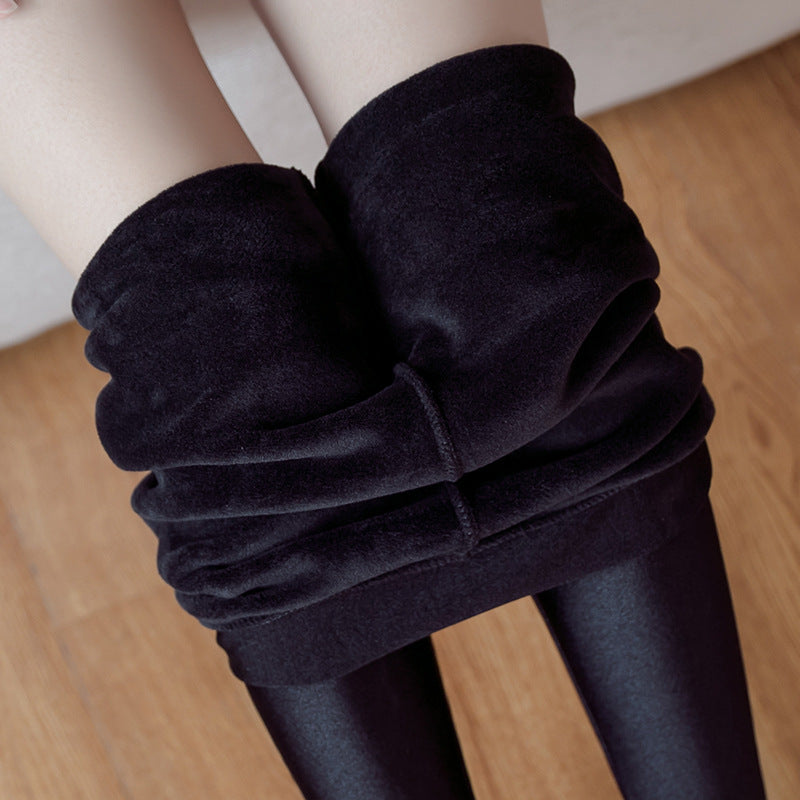 Qiulian stone plus velvet thickened outer leggings