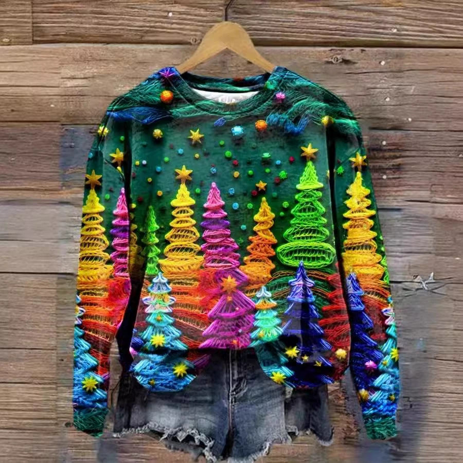 Women's Versatile Christmas 3D Digital Print Sweatshirt