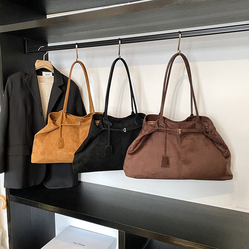 Leather-velvet Square Underarm Shoulder Bag With A Niche Design