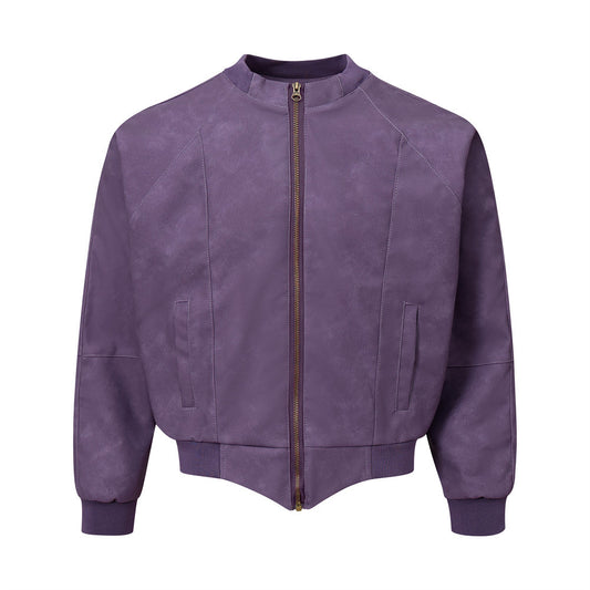 Motorcycle Leather Clothing Men's Bat Sleeve Design Sense Baggy Coat