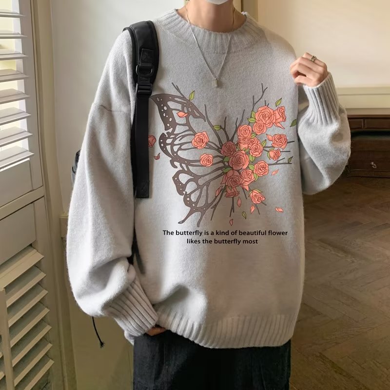 Mens Crew-neck Sweater For Fallwinterideal As A Base Layer