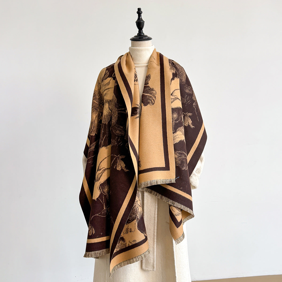 Womens Elegant Faux Cashmere Neck Warmer Versatile Warm And Thick Shawl