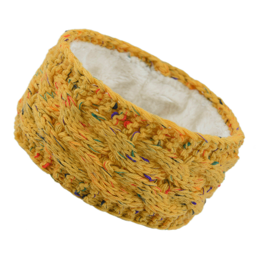 European And American Plus Velvet Knitted Hair Band Wool Color Dot Yarn Headband Variegated Warm Hair Accessories