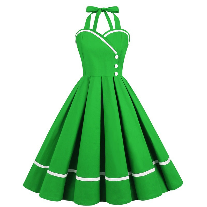 Retro-style Cinched-waist A-line 1950s Dress With A Voluminous Skirt