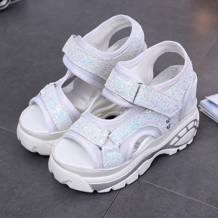 Platform Sandals Women's Slope Heel Platform Platform Sandals Open-toe Students' Inner Height Increase Women's Shoes