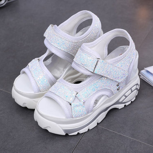 Platform Sandals Women's Slope Heel Platform Platform Sandals Open-toe Students' Inner Height Increase Women's Shoes