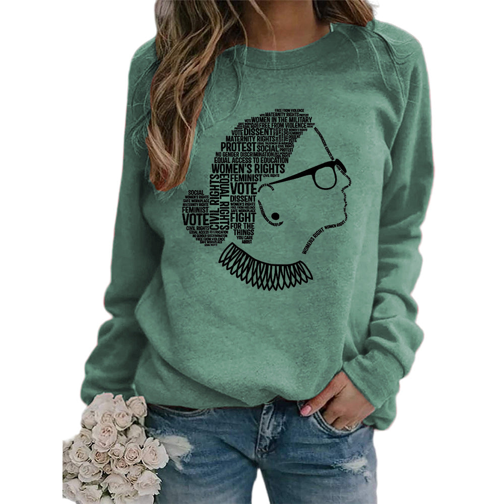 Justice Monogram Print Crew Neck Long Sleeve Sweatshirt