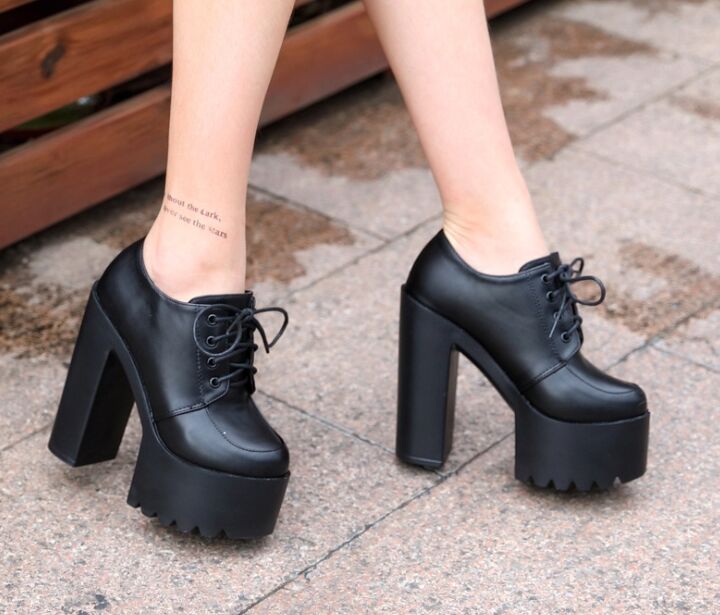 Fall New Super High Platform Hate Sky High Lace-up Women's Shoes