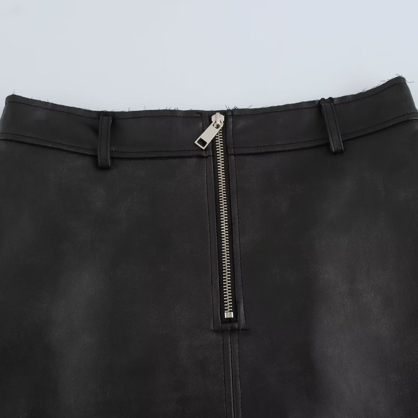 New Women's Fashion Stylish Zipper Faux Leather Skirt
