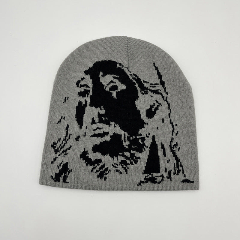 European And American Jacquard Portrait Series Brimless Knitted Hat