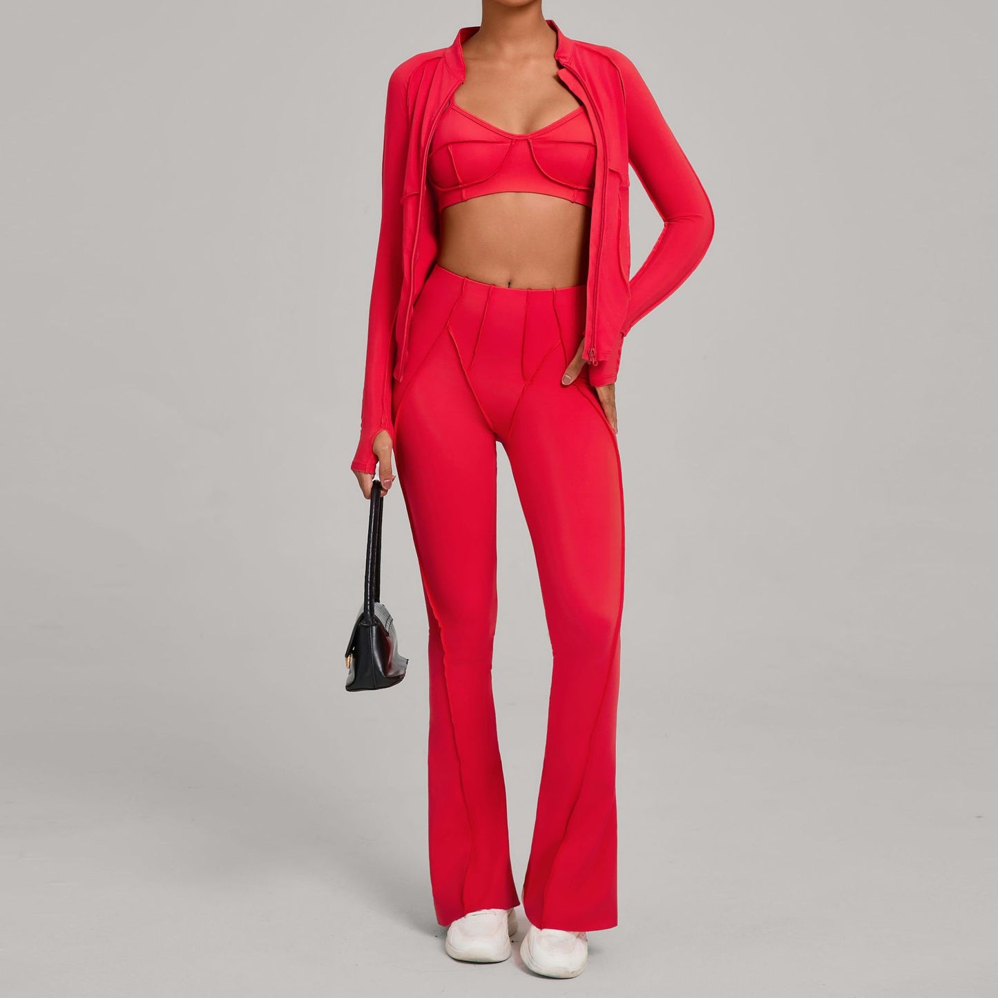 Womens Zip Up Top And Yoga Pants Set