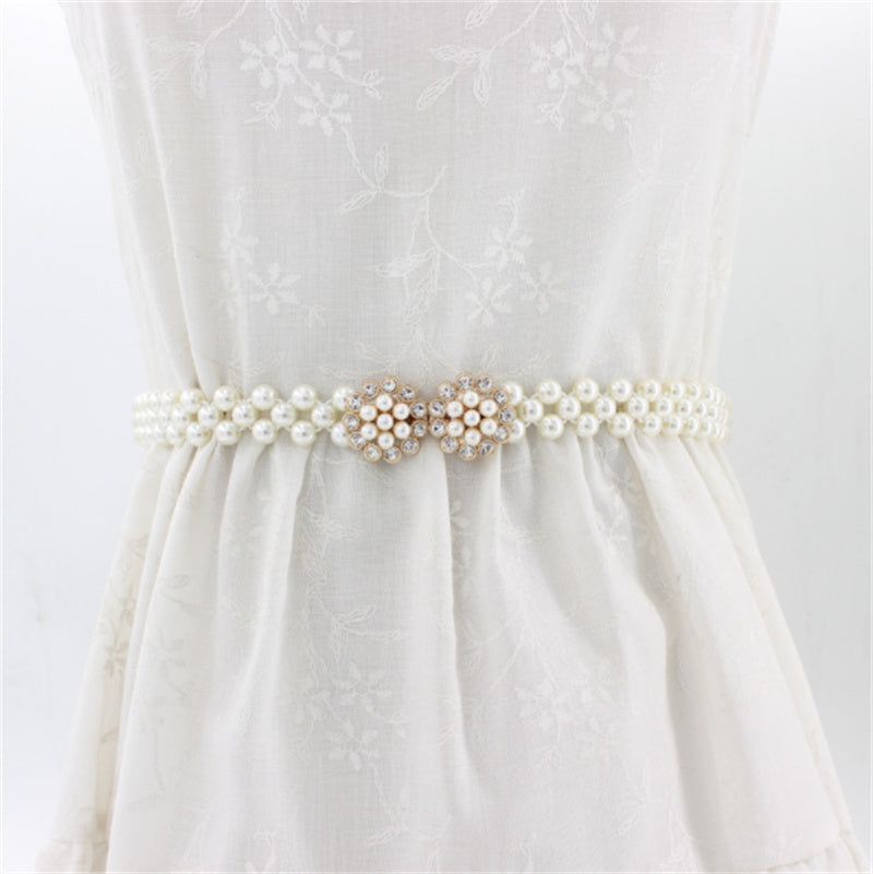 Women's Rhinestone Pearl Waist Chain Fashion Dress Decoration