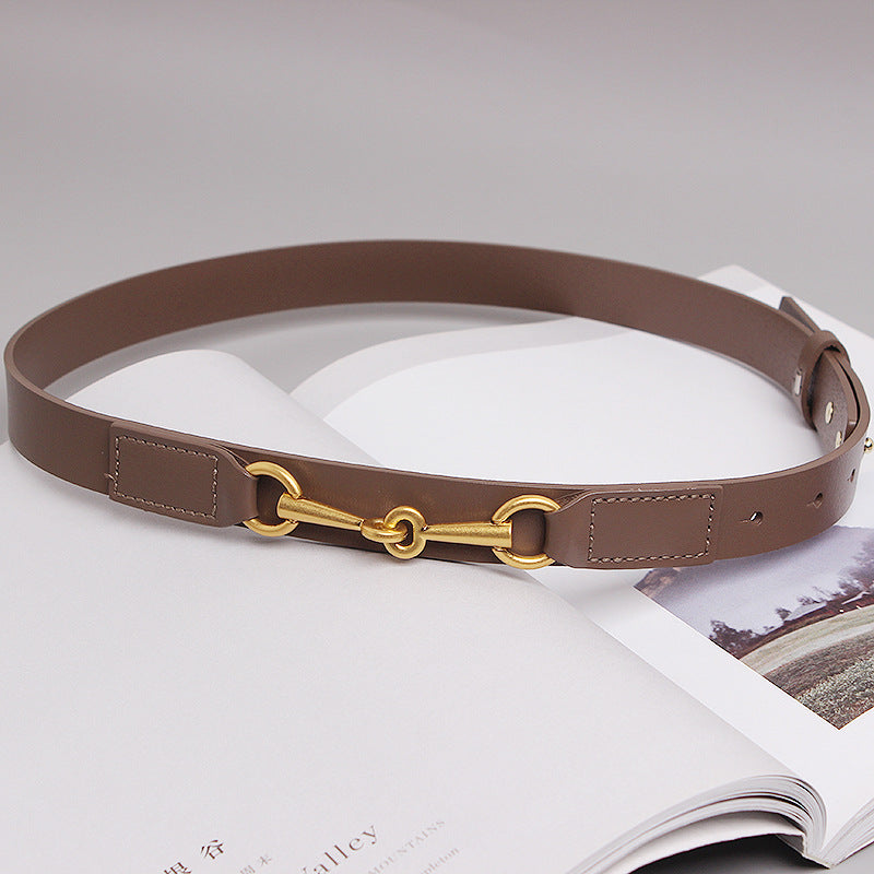Fashion Simple Female Cowhide Horsebit Belt