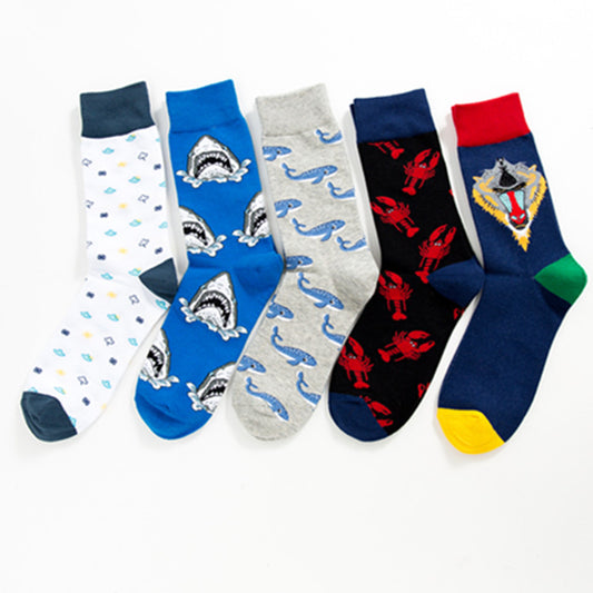 Colorful Mid-calf Couple Casual Cotton Socks