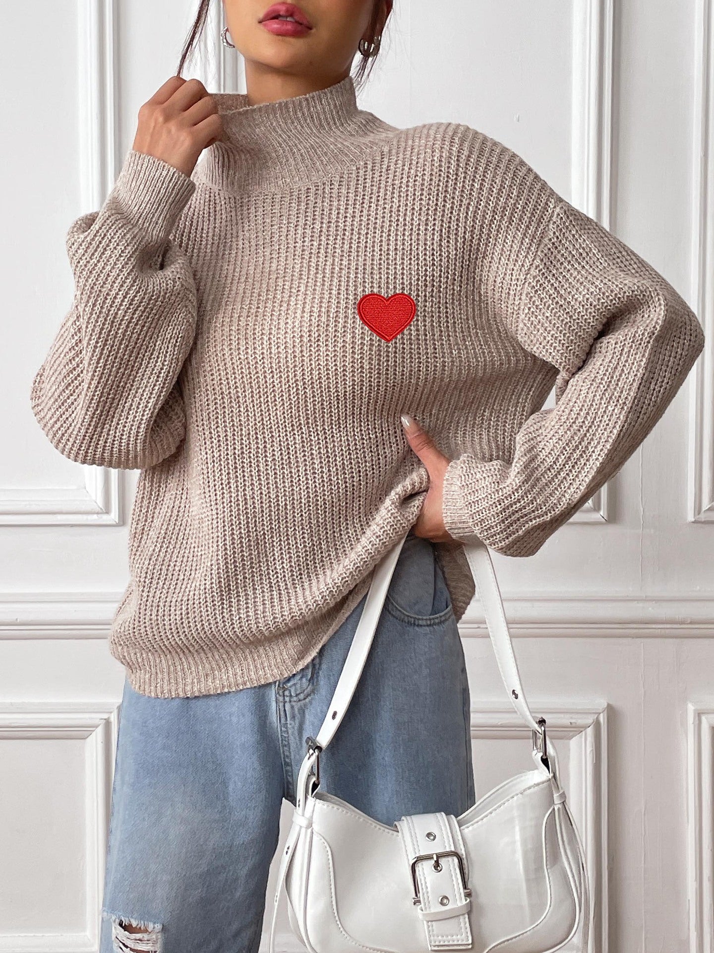 Half Turtleneck Pullover Mixed Color