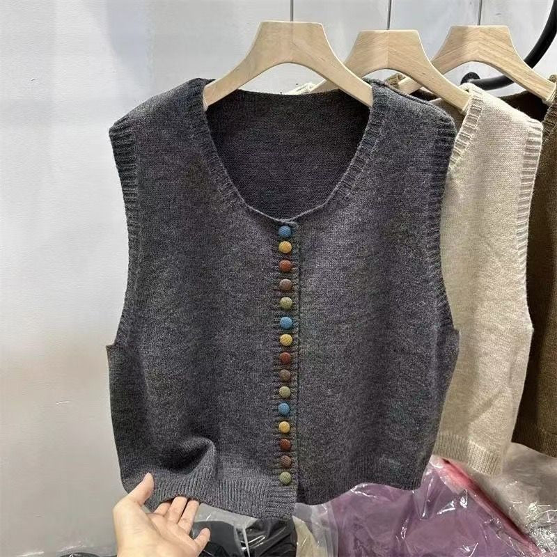 Knitted Vest Women's Spring And Autumn Outer Wear Cardigan