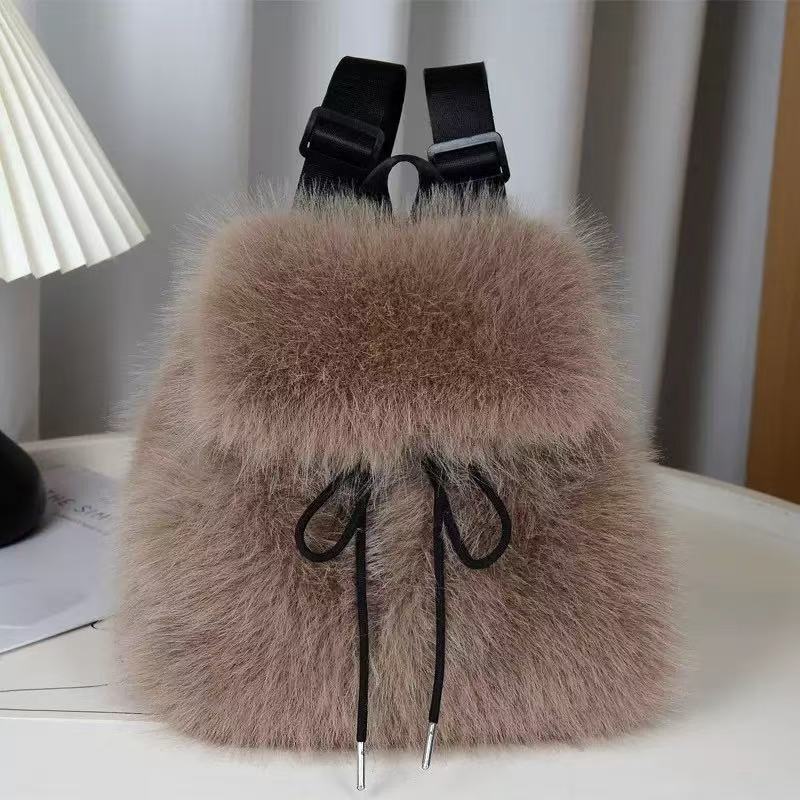 Womens Plush Bag High-capacity Versatile Backpack